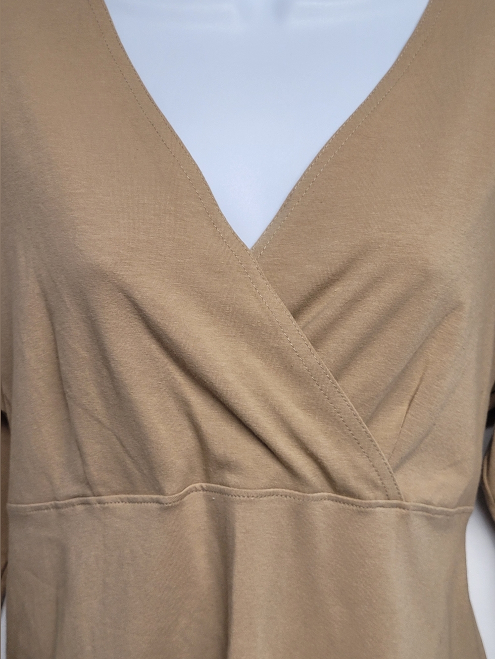 Take Nine XL Maternity Cotton Blend Criss Cross V Neck Tie Back Long Sleeve - Picture 3 of 7